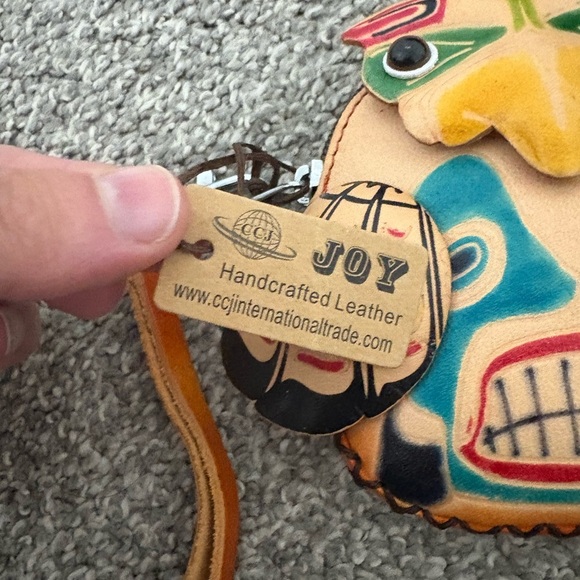 NWT Handcrafted Multicolor Leather Wallet Wristlet Native Totem‎ Coin Purse Bag - Picture 2 of 9